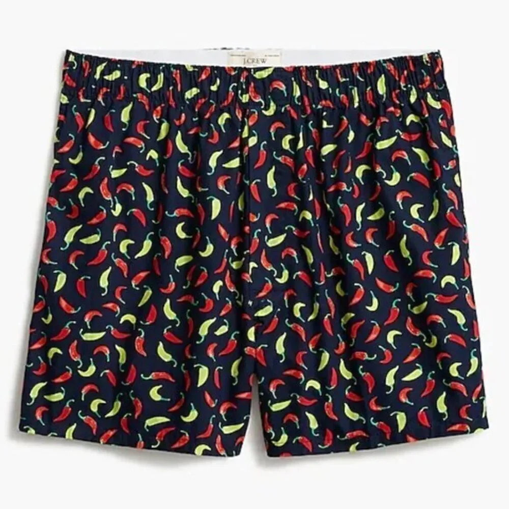 J Crew Men's Boxers Shorts‎ Hot Chili Allover Print 100% Cotton Size XL